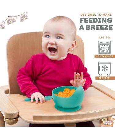 Xabono Baby Plates with Suction | BPA-Free, Easy-to-Wash Bowls & Silicone Spoon | Mint | SBBUK2022 - Buy Online on GoSupps.com