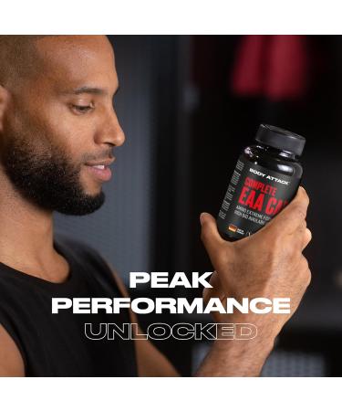 Body Attack Complete EAA Caps - Vegan High-Dose Amino Acids for Muscle Building - 120 Sugar-Free Capsules with Lysine & Tryptophan - Optimal Post-Workout Support - Buy Online on GoSupps.com