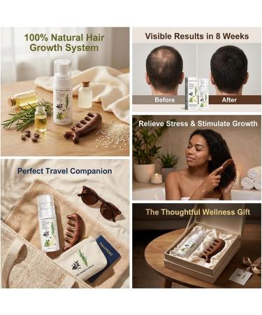 Spray Naturel pour la Croissance des Cheveux avec Huile de Romarin S rum Capillaire Anti-Chute et Densifiant 60 ml + Peigne de Massage en Bois pour Soin du Cuir Chevelu Hommes & Femmes - Buy Online on GoSupps.com