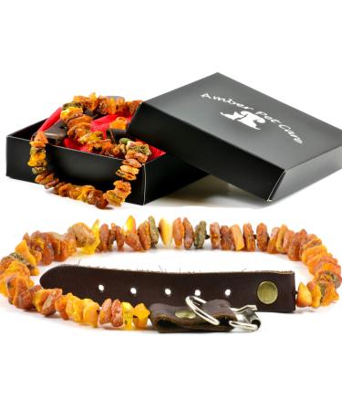 Bank chain for dogs and cats with leather clasp made of raw Baltic amber / Elegance tick collar / flea strap / amber against ticks / ticks and flea protection collar / tick protection dog / vermin collar 50-55 - Buy Online on GoSupps.com