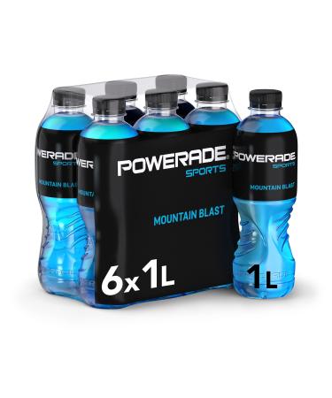 Powerade Sports Mountain Blast low-calorie sport drink with fruit mix taste with electrolytes sports drink in stylish disposable bottles (6 x 1000 ml)