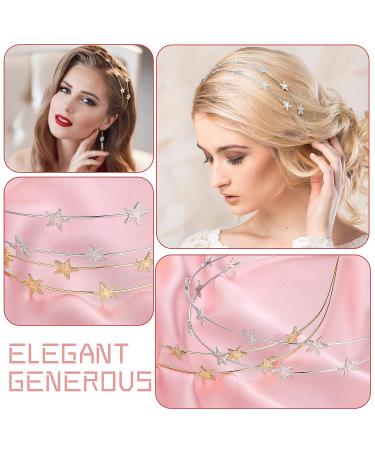 WLLHYF 2 Pieces Star Headbands for Women Girls Star Rhinestone Hair Hoop Pearl Headwear Wedding Headpiece for Bride Hair Bands Accessories (double layer gold/double layer silver) - Buy Online on GoSupps.com
