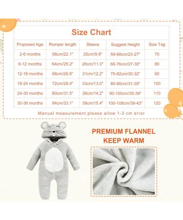 COOKY.D Unisex Winter Hooded Romper Jumpsuit 18-24 Months - Mouse - Buy Online on GoSupps.com