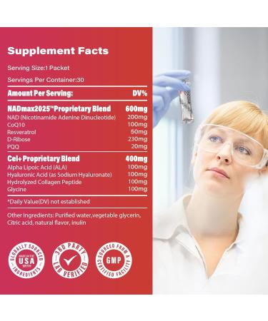 NAD+ 1000mg Liquid Packets Supplement - Premium Nicotinamide Riboside & Resveratrol for Cellular Energy,Advanced NAD Booster for Men & Women (60 Pocket) 0.35 Fl Oz (Pack of 60) - Buy Online on GoSupps.com