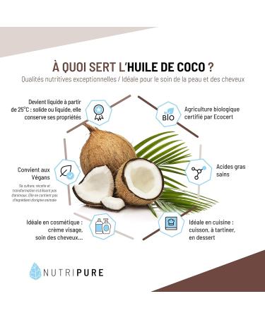Nutripure | Organic Virgin Coconut Oil | 100% Natural & Pure | Alternative to Classic Oils | Face Skin & Hair Care | Vegan | - Buy Online on GoSupps.com