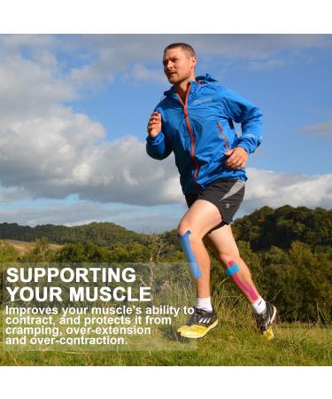 Deilin Kinesiology Tape 19.7ft Roll - Elastic Therapeutic Sports Tape for Knee, Shoulder, Elbow - Waterproof, Breathable, Latex Free - Blue - Buy Online on GoSupps.com