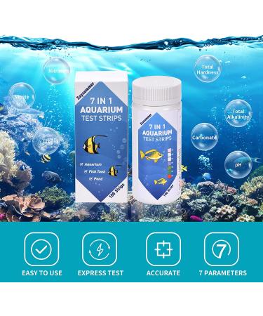7-Way Aquarium Test Strips 150 Pack | Freshwater & Saltwater Fish Tank Testing Kit | pH, Alkalinity, Nitrite, Nitrate, Chlorine, Carbonate & Hardness | 7 in 1 | 100 Strips - Buy Online on GoSupps.com