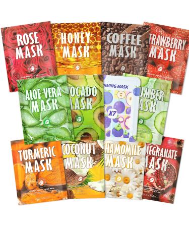 12 Pi ces Beaut apaisants Mask Masque Collag ne Masque hydratant visage pour tous les types de peau Hydratant Apaise