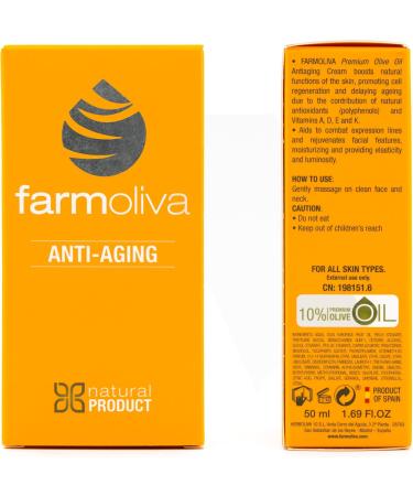 Antiaging face cream 50 ml helps fight aging contains olive oil antioxidant effect for shine and elasticity Farmoliva 50 ml 1er Pack - Buy Online on GoSupps.com
