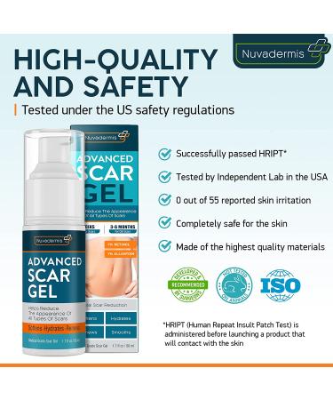 Scar Cream Gel with Retinol, Allantoin, Vitamin E, Betaine - Post Surgery Treatment for C-Section, Tummy Tuck, Keloid, Acne Removal - 1.7 oz - Buy Online on GoSupps.com