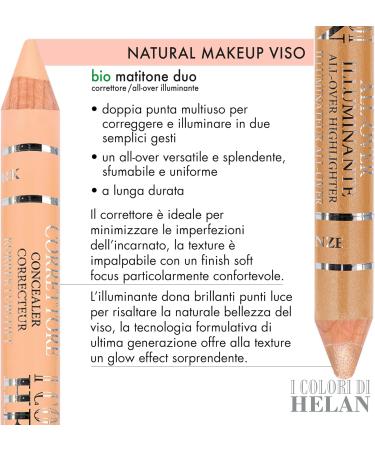 Helan I Colori di Helan - 2-in-1 Organic Pencil Dark Bronze Blemish Corrector + Natural Face Illuminator Soft Nourishing Double Edge Pencil with Vitamin E Long-Lasting Makeup - Buy Online on GoSupps.com