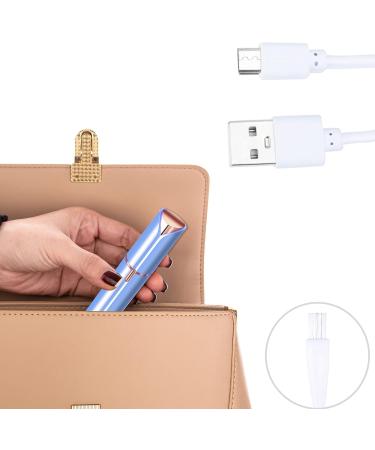 Mini Facial Hair Removal Epilator for Women - Portable and USB Rechargeable - Perfect for Facial, Bikini, and Peach Fuzz - Blue - Buy Online on GoSupps.com