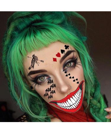 Rejaski Joker Tattoos - 12 Sheets Suicide Squad & Halloween Face Makeup Kit - Fake Temporary Stickers - Buy Online on GoSupps.com