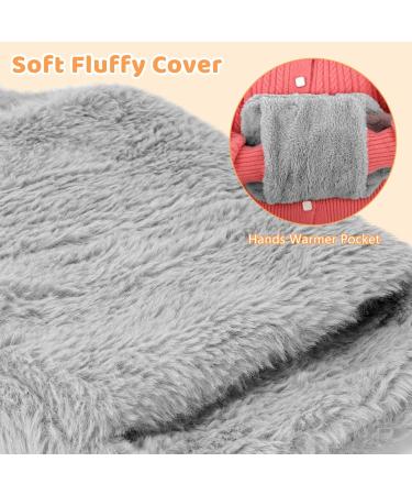 2L Hot Water Bottle with Fluffy Cover - Hot/Cold Compress for Pain Relief - Grey - Buy Online on GoSupps.com