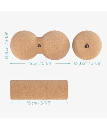 Navaris Cork Fascia Set - Mini Peanut Duo Massage Balls for Back Neck & Yoga Relief - Buy Online on GoSupps.com