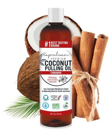 Coconut Oil Pulling for Teeth and Gums Mouthwash 100% Pure and Natural Non-GMO Ayurvedic Refreshing Cinnamon Essential Oils
