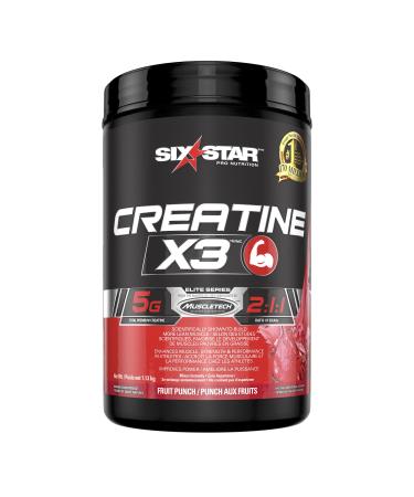 Six Star Creatine plus BCAA Six Star Creatine X3 Powder Creatine Monohydrate and Creatine HCl Post Workout Muscle Recovery and Muscle Builder for Men and Women Creatine Supplements Fruit Punch (35 Servings) Fruit Punch 39 Servings (Pack of 1)