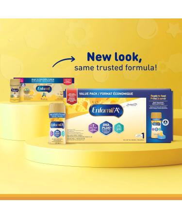 Enfamil A+ Baby Formula Ready to Feed Bottles DHA (a type of Omega-3 fat) to help support brain development Age 0-12 months 237ml x 18 count (Packaging May Vary) - Buy Online on GoSupps.com