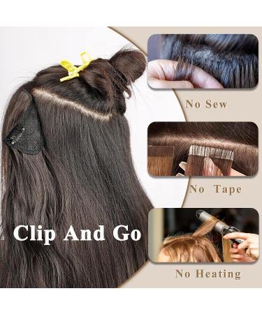 NAYOO Clip in Long Wavy Hair Extensions - 4PCS Curly Synthetic Thick Hairpieces - 20 inch Balayage Chocolate Brown Mixed Caramel Blonde - Double Weft Hair Full Head - Buy Online on GoSupps.com