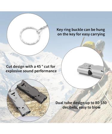 Tigmew 2-Piece High Decibel Emergency Whistle Set | 150dB Stainless Steel Keychain Signal Pipe for Mountain Survival & Outdoor Safety - Buy Online on GoSupps.com