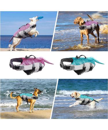 Rozkitch Large Mermaid-Blue Dog Life Jacket for Swimming and Boating - Adjustable Pet Floatation Vest with Handle for Pool and Beach Safety - Buy Online on GoSupps.com