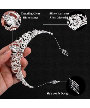 10 Pcs Crystal Tiara Crowns for Women Girls - Elegant Princess Crown Headbands for Birthday, Prom, Wedding - Silver - Buy Online on GoSupps.com