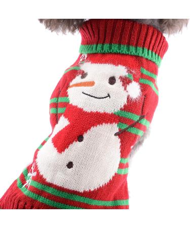 Hrttsy Christmas Dog Sweater - Winter Warm Pullover for Small to Large Dogs & Cats | Red-Green Striped Snowman Costume - Buy Online on GoSupps.com