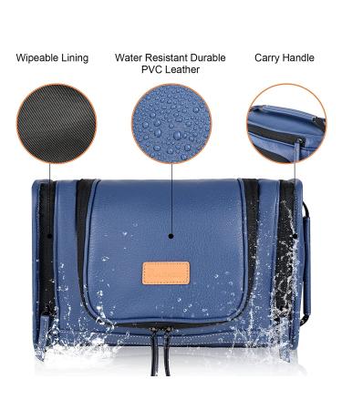 MIRASON Hanging Toiletry Bag for Men - Waterproof PVC Leather Dopp Kit with Metal Hook - Blue - Buy Online on GoSupps.com