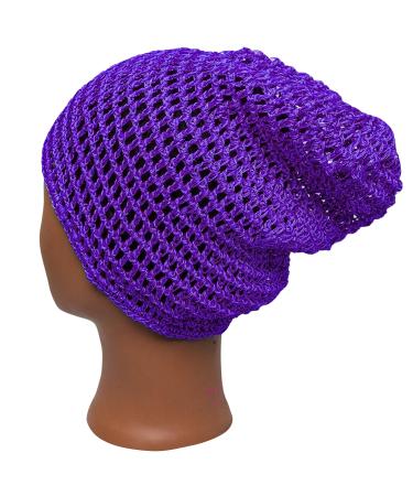 Dena's Combo Mesh Crochet Hair Net | Hair Net For Plopping | Hair Net with Thick Nylon Thread | Hair Net for Sleeping | Crochet Net Purple