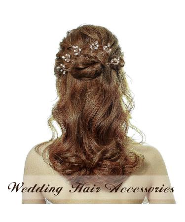 Sooshin 6-Piece Bridal Hair Pins Set - Pearl and Rhinestone Wedding Hair Accessories - Rose Gold Crystal Hair Pins for Brides and Bridesmaids - Buy Online on GoSupps.com