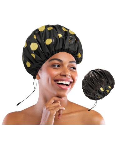 Adjustable Satin Lined Shower Cap for Women Adjustable&Large&WaterProof 100% Silky Satin Interior Shower Cap for Hair Protection Especially for Curly Hair Dreadlocks Braids Available Men & Women