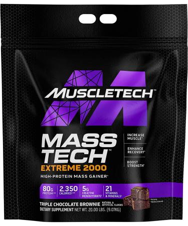 MuscleTech Extreme 2000 High-Protein Mass Gainer - Triple Chocolate Brownie - 20 LB