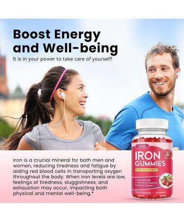 Iron Gummies with Multivitamin Iron Supplement for Women & Men with Zinc Vitamin B Complex & C B12 Folate - Blood Builder & Energy Support for Adults & Kids - Strawberry Flavor Vegan 60 Gummies Strawberry 60 Count (Pac  - Buy Online on GoSupps.com