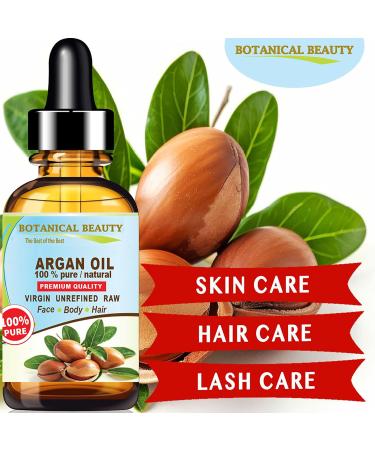 Botanical Beauty Argan Oil 100% Pure Natural Virgin Unrefined - Cold-Pressed Carrier Oil for Face Skin Hair & Nails - Rich in Vitamin E - 4 Fl oz (120 ml - Buy Online on GoSupps.com