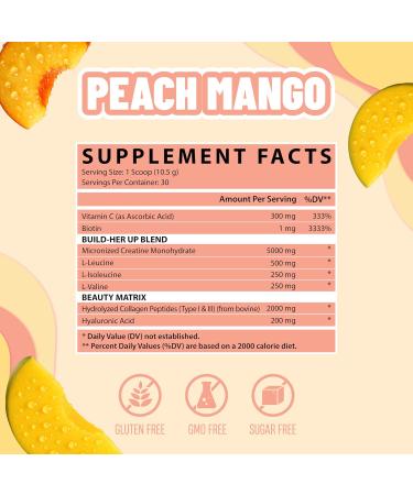 Nutrex Research Creatine for Women Booty & Beauty Peach Manago | 5g Creatine, 2g Collagen, BCAAs & Hyaluronic Acid for Glutes, Strength & Skin | Gluten Free, 30 Servings Peach Mango 13 Ounce (Pack of 1) - Buy Online on GoSupps.com