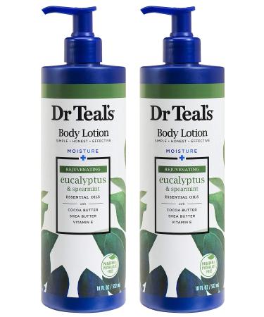 Dr Teal's Body Lotion - Moisture Plus - Rejuvenating Eucalyptus & Spearmint Essential Oils 18 Fl Oz 2-Pack (36 Fl Oz) 18 Fl Oz (Pack of 2)
