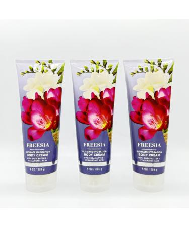 Bath & Body Works Freesia 8-Ounce Ultimate Hydration Body Cream 3-Piece Set