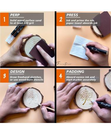 FocuStar Scorch Pen Marker - Chemical Wood Burning Pen for Artists and Beginners - 2 Tips Included - Ideal for DIY Wood Projects - 1 PCS - Buy Online on GoSupps.com