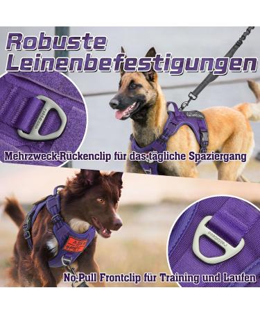 Rabbitgoo Adjustable Dog Harness for Medium Dogs - Durable Tactical Wear-Resistant with Metal Buckles & Handles - Perfect for Hiking (Purple M) - Buy Online on GoSupps.com
