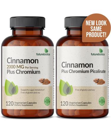 Futurebiotics Cinnamon Plus Chromium Picolinate Supplement High Potency Chromium Non-GMO 120 Vegetarian Capsules 120 Count (Pack of 1) - Buy Online on GoSupps.com