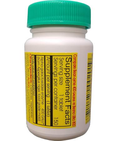 Bean-zyme 150 Count - 400 GALU per Tablet | Digestive Enzyme Supplement - Buy Online on GoSupps.com