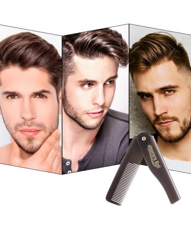 2Pcs Folding Comb Set for Men - Compact Grey Plastic Hair and Beard Grooming Combs - Buy Online on GoSupps.com