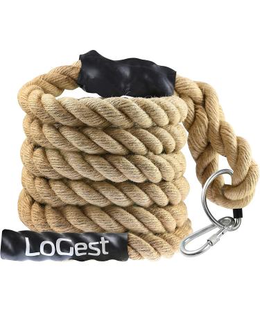 Logest Climbing Rope - Indoor and Outdoor Workout Rope 1.5 Diameter - 10 15 20 25 30 50 Feet 6 Lengths Available Perfect for Homes Gym Obstacle Courses Crossfit Rope for 10FT With Hook