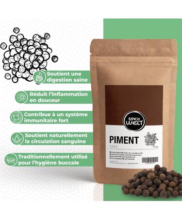Spicy Welt Piment de Jama que Entier (100g) Baies de Bois d'Inde | Pour Marinade Charcuterie Bouillon & Boissons Chaudes | Ar me Cannelle & Girofle | 100% Naturel Sans Additifs - Buy Online on GoSupps.com