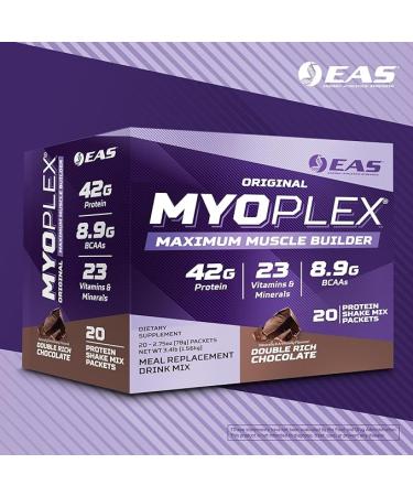 Original Myoplex Maximum Muscle Builder | Meal Replacement Protein Drink Mix | Quality Protein Blend | 42g Protein | 20 Individual Packets (Double Rich Chocolate) - Buy Online on GoSupps.com