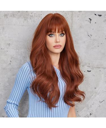 Haircube Auburn Wig | Long Wavy Synthetic Women's Wig | Heat-Resistant Everyday Use | Neat Chestnut Brown Style - Buy Online on GoSupps.com
