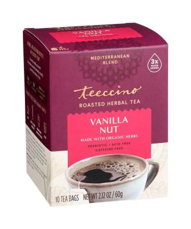 Teeccino Herbal Tea – Vanilla Nut – Rich & Roasted Herbal Tea That’s Caffeine Free & Prebiotic for Natural Energy, 10 Tea Bags 10 Count (Pack of 1)