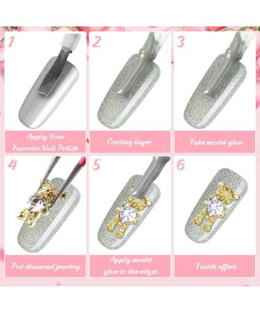 MTLEE 130 Pieces 3D Cute Bear Nail Charms - Crystal Rhinestones Nail Ornaments for DIY Nail Designs (Silver/Gold) - Buy Online on GoSupps.com