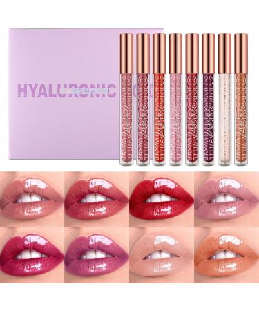 8 Pack Hyaluronic Acid Lip Gloss Long Lasting Shine with Smooth Texture for Plumping Lips Moisturizing Brightening with Hyaluronic Acid - Buy Online on GoSupps.com
