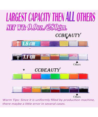 CCbeauty 36 Colors Face Body Paint Kit with 10 Brushes | Neon Face Painting Palette Set for Halloween SFX Special Effects Cosplay Costume Makeup - Buy Online on GoSupps.com
